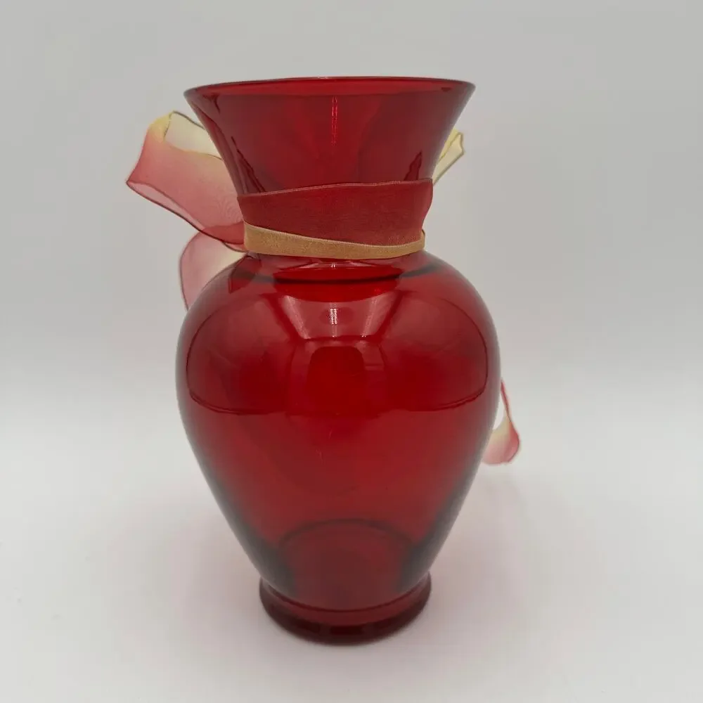Vintage Ruby Red Vase 9 Inch by Anchor Hocking